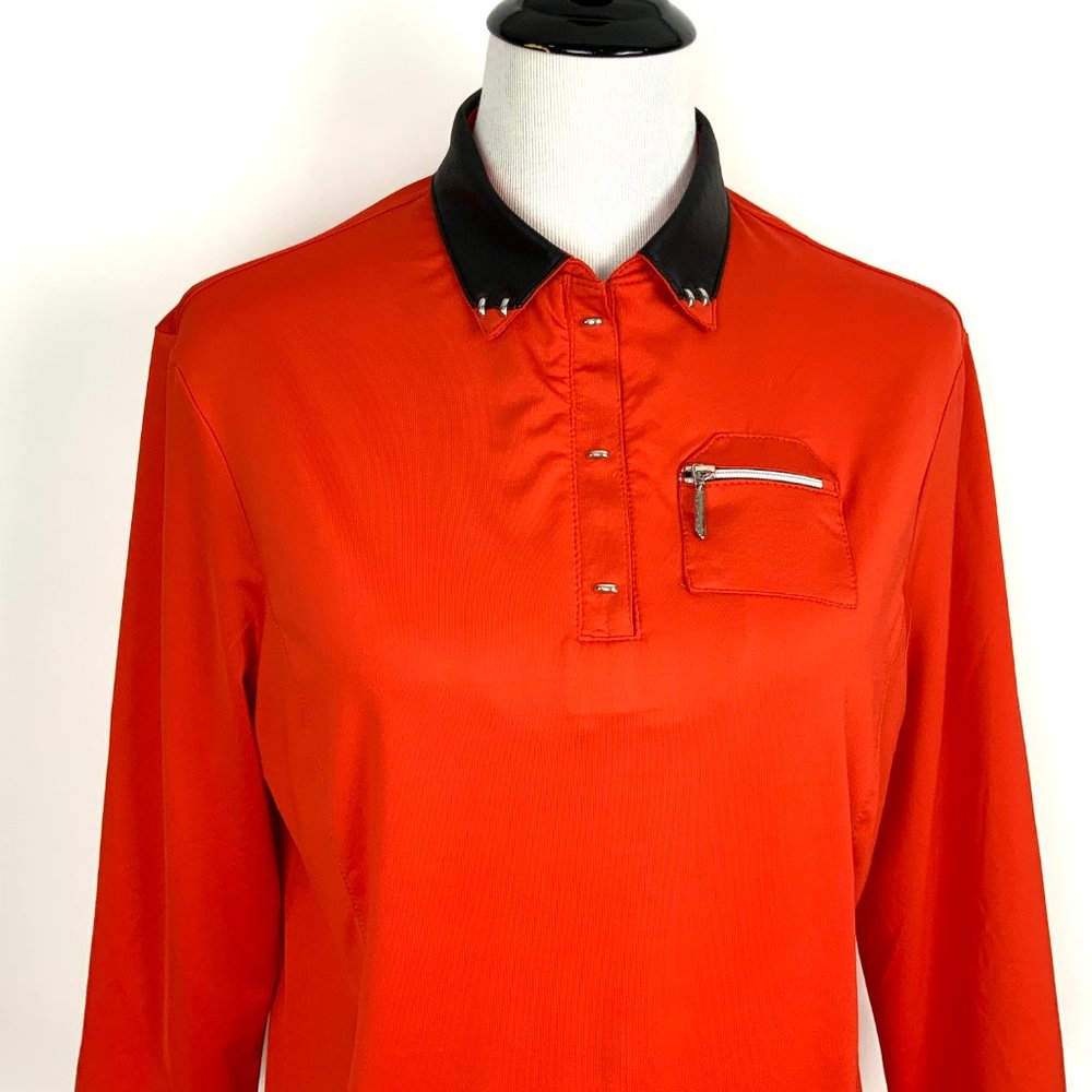 Jamie Sadock Red 1/4 Zip 3/4 Sleeve Golf Top Tee Medium - Picture 6 of 16